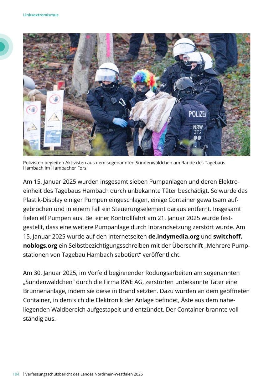 Seite 184 des Verfassungsschutzbericht 2025 Nordrhein-Westfalen