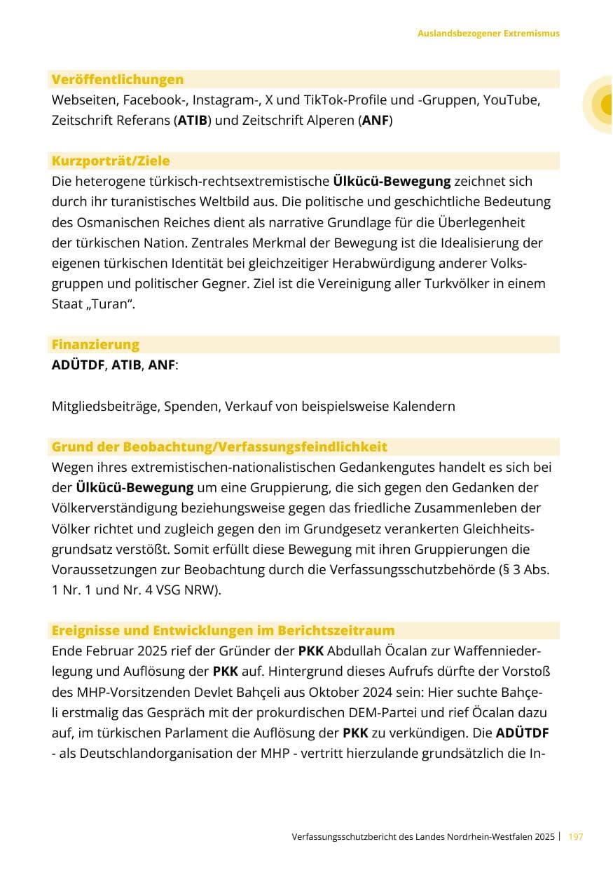 Seite 197 des Verfassungsschutzbericht 2025 Nordrhein-Westfalen