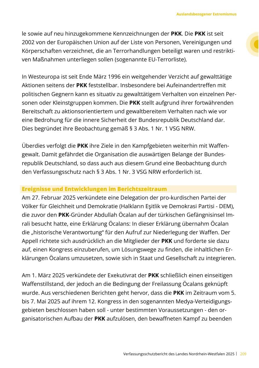 Seite 209 des Verfassungsschutzbericht 2025 Nordrhein-Westfalen