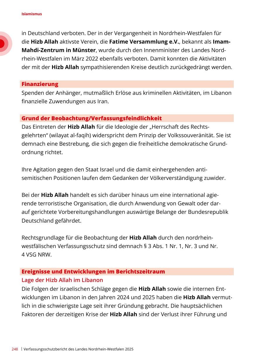 Seite 248 des Verfassungsschutzbericht 2025 Nordrhein-Westfalen