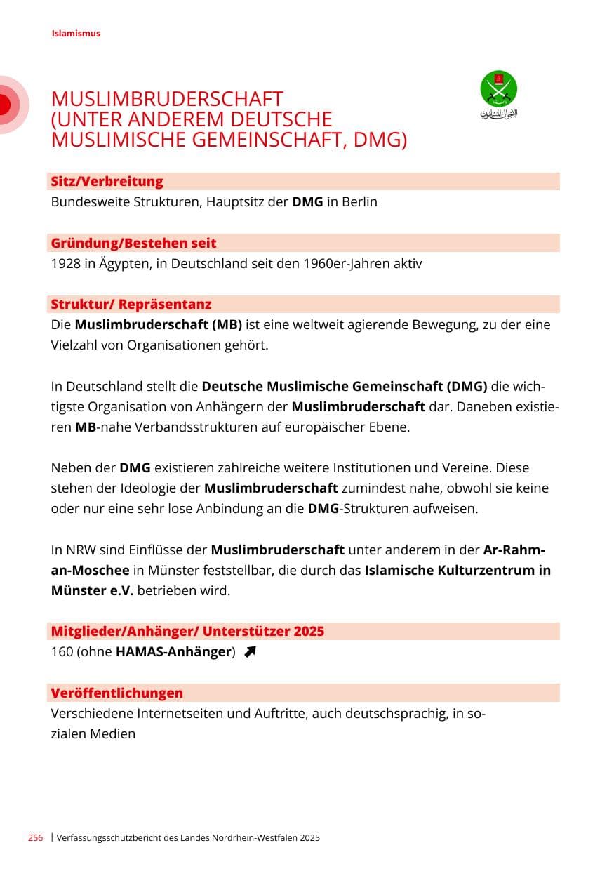 Seite 256 des Verfassungsschutzbericht 2025 Nordrhein-Westfalen
