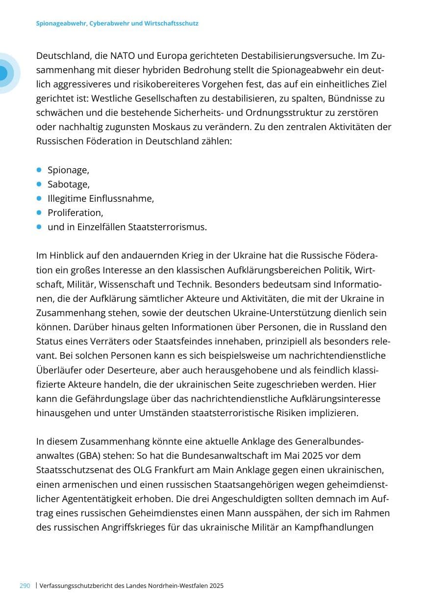 Seite 290 des Verfassungsschutzbericht 2025 Nordrhein-Westfalen