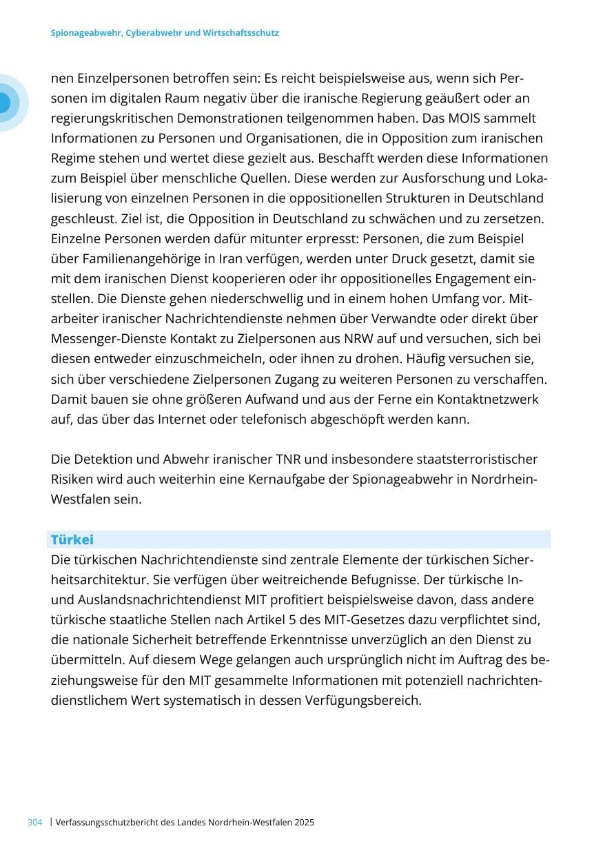 Seite 304 des Verfassungsschutzbericht 2025 Nordrhein-Westfalen