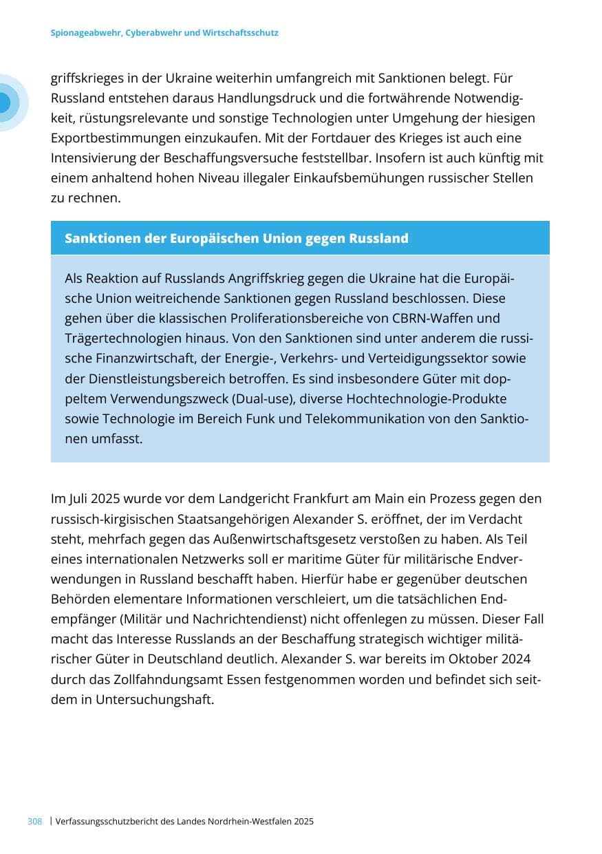 Seite 308 des Verfassungsschutzbericht 2025 Nordrhein-Westfalen