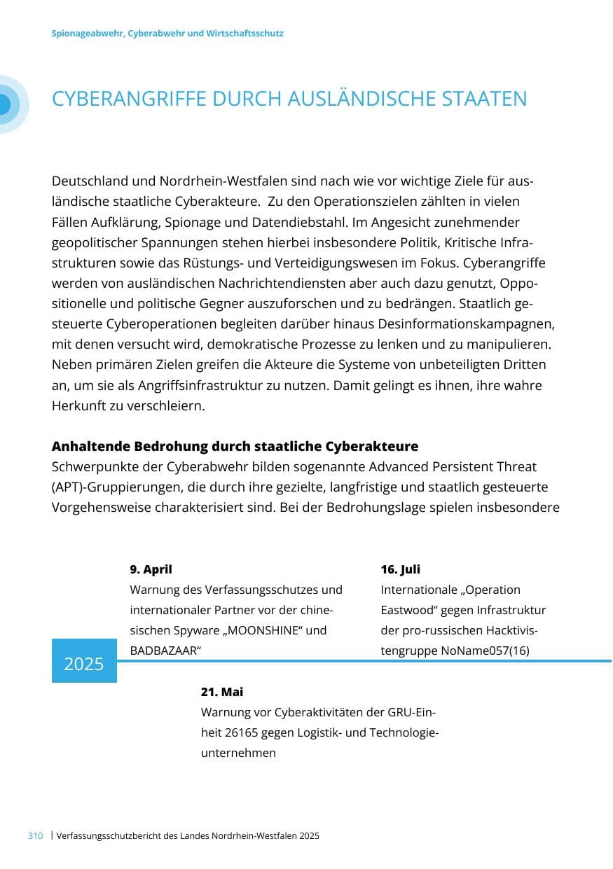 Seite 310 des Verfassungsschutzbericht 2025 Nordrhein-Westfalen