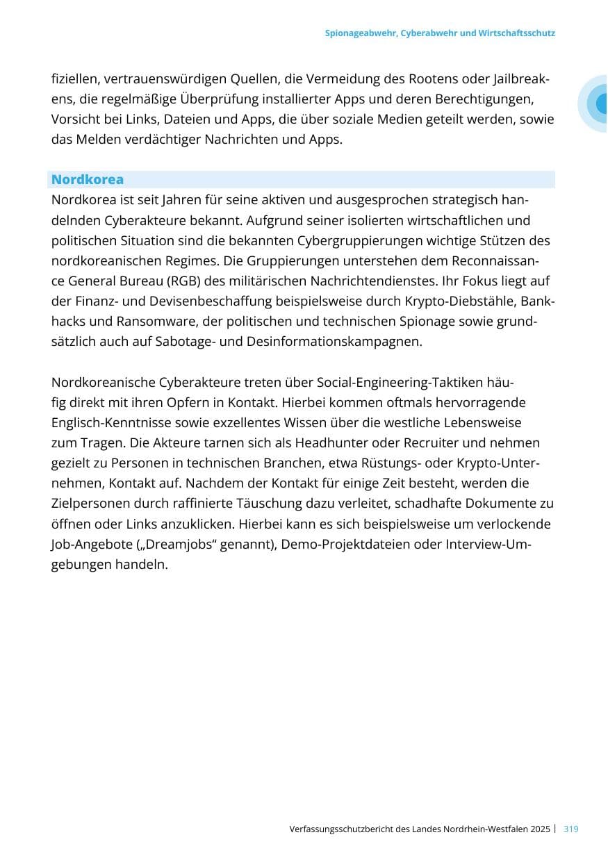 Seite 319 des Verfassungsschutzbericht 2025 Nordrhein-Westfalen