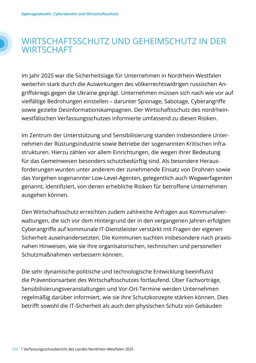Seite 324 des Verfassungsschutzbericht 2025 Nordrhein-Westfalen