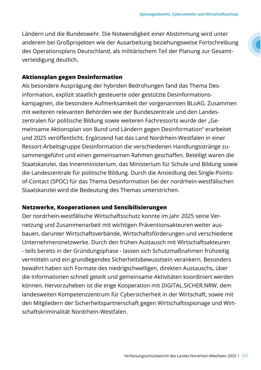 Seite 327 des Verfassungsschutzbericht 2025 Nordrhein-Westfalen