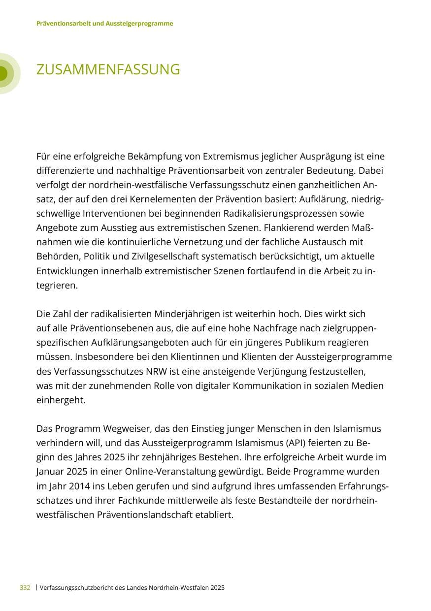 Seite 332 des Verfassungsschutzbericht 2025 Nordrhein-Westfalen