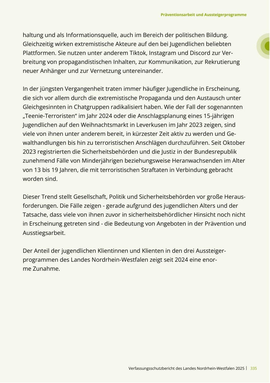 Seite 335 des Verfassungsschutzbericht 2025 Nordrhein-Westfalen