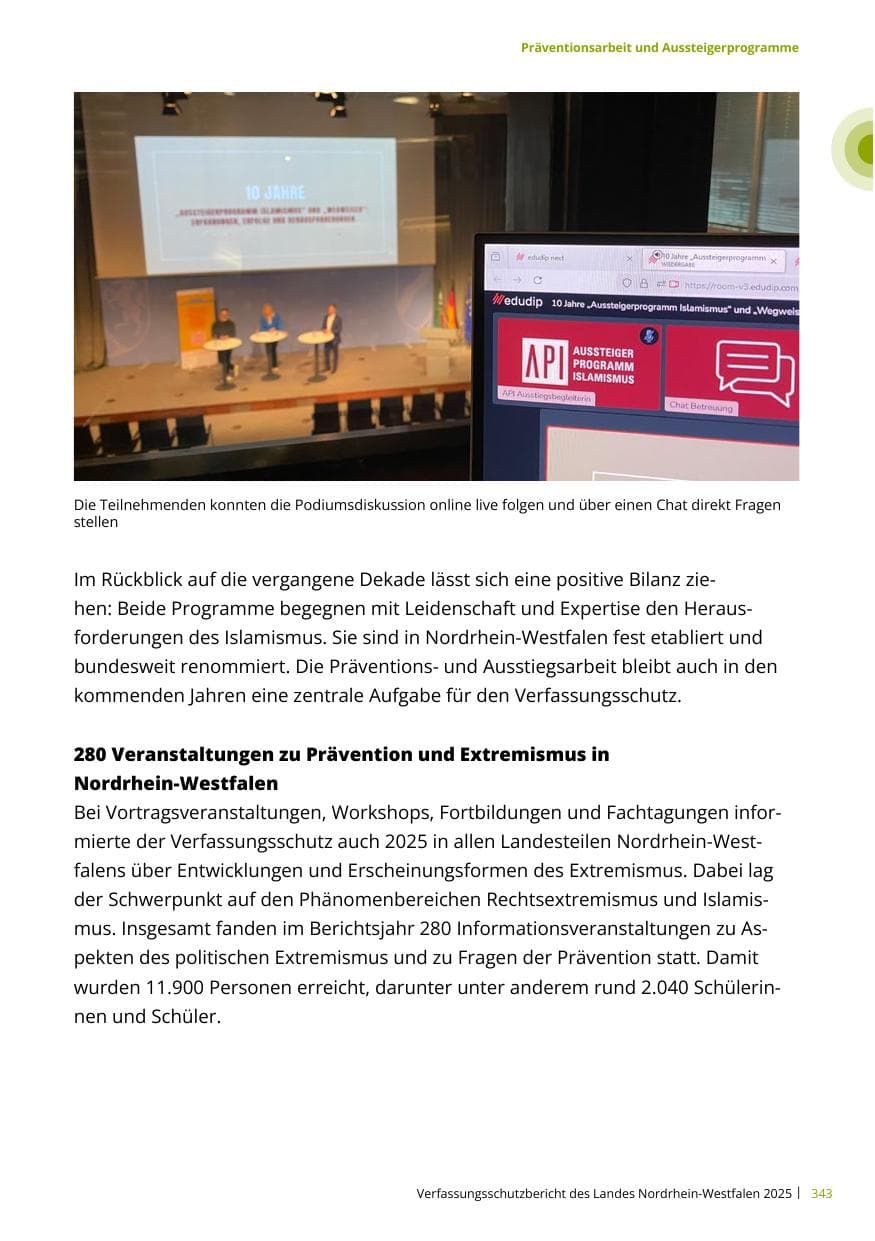 Seite 343 des Verfassungsschutzbericht 2025 Nordrhein-Westfalen
