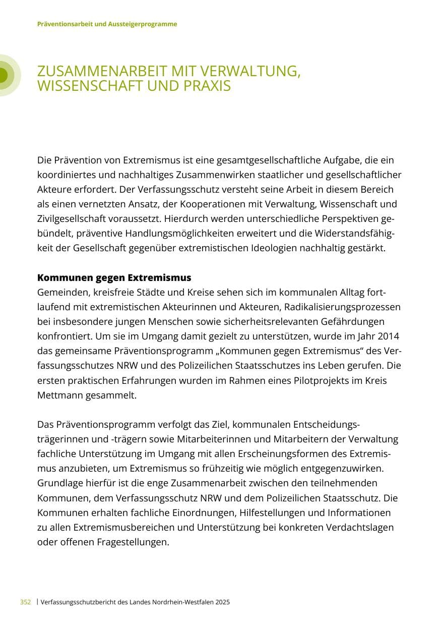 Seite 352 des Verfassungsschutzbericht 2025 Nordrhein-Westfalen