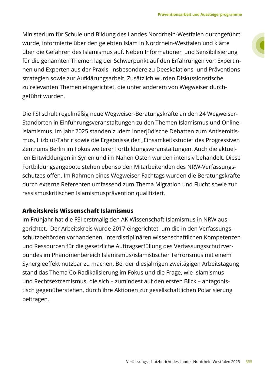 Seite 355 des Verfassungsschutzbericht 2025 Nordrhein-Westfalen