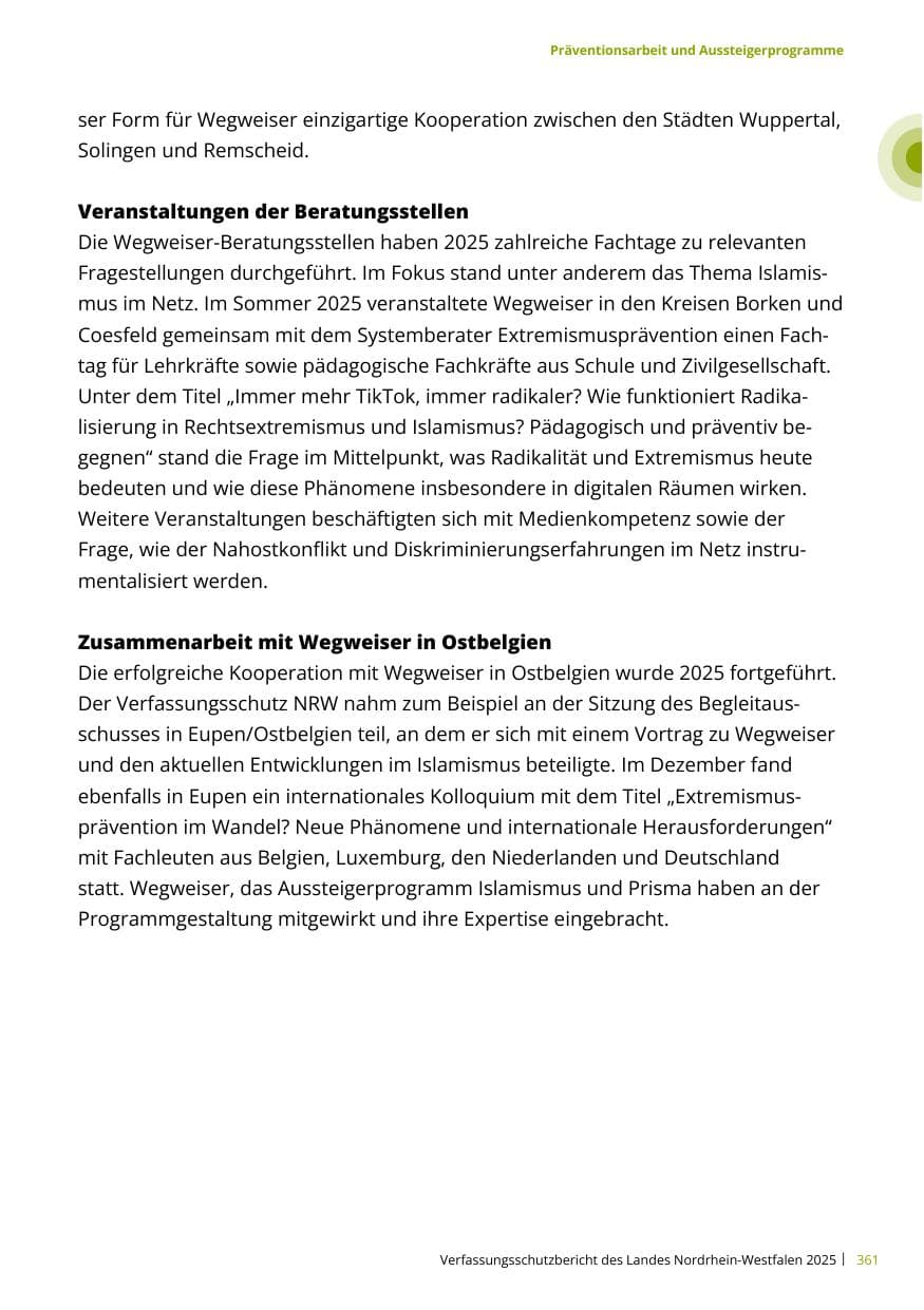 Seite 361 des Verfassungsschutzbericht 2025 Nordrhein-Westfalen
