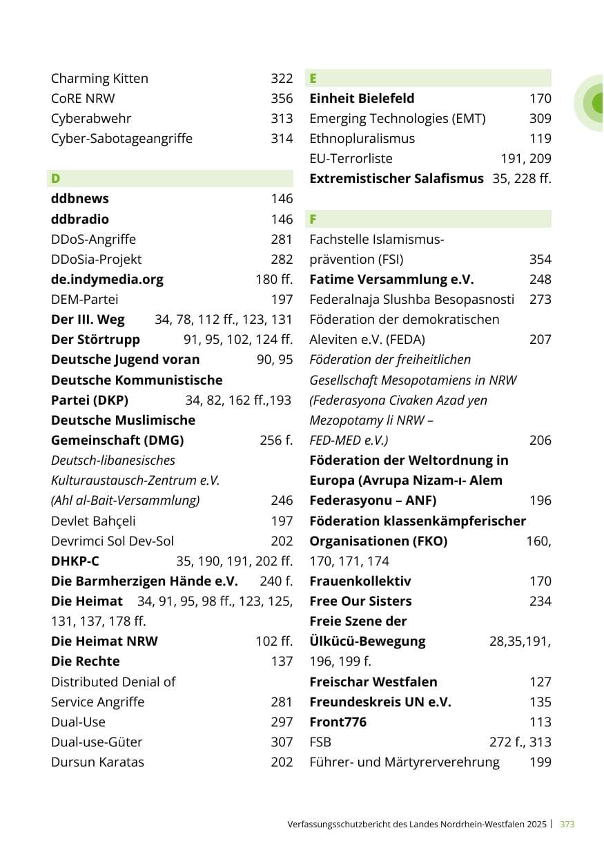 Seite 373 des Verfassungsschutzbericht 2025 Nordrhein-Westfalen