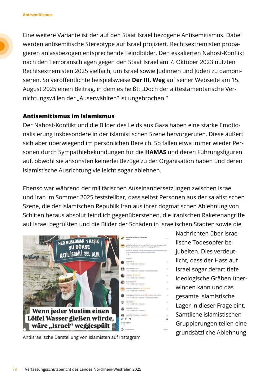Seite 78 des Verfassungsschutzbericht 2025 Nordrhein-Westfalen