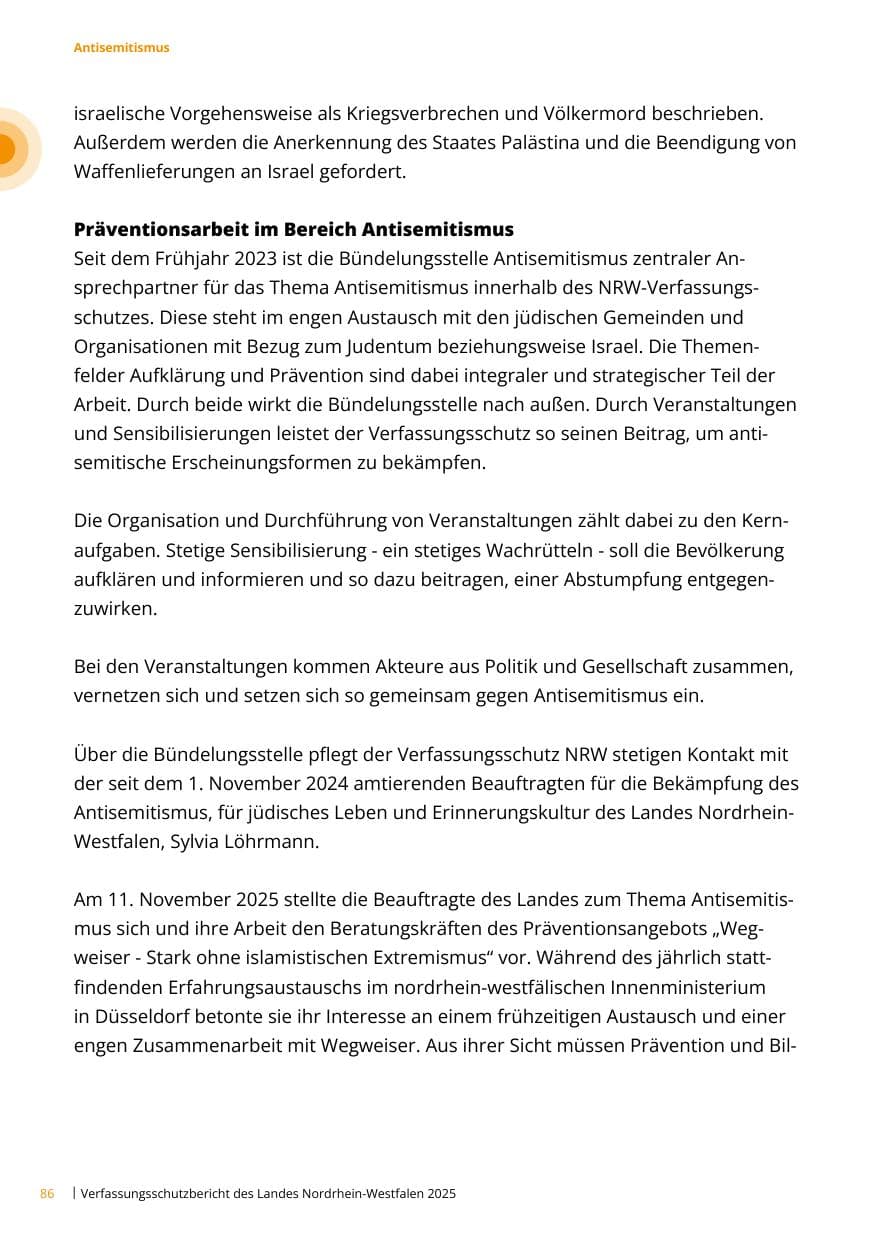 Seite 86 des Verfassungsschutzbericht 2025 Nordrhein-Westfalen