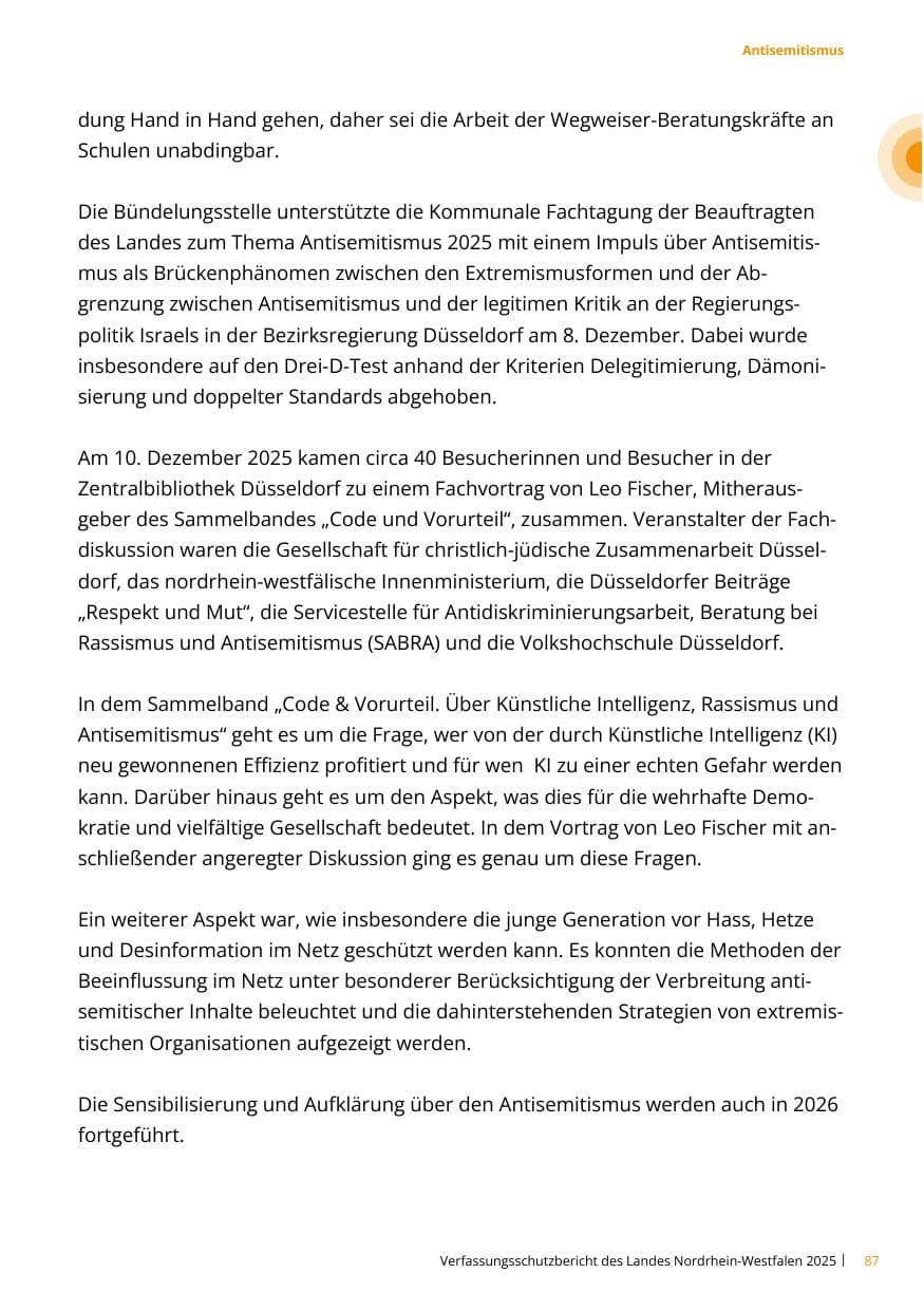 Seite 87 des Verfassungsschutzbericht 2025 Nordrhein-Westfalen