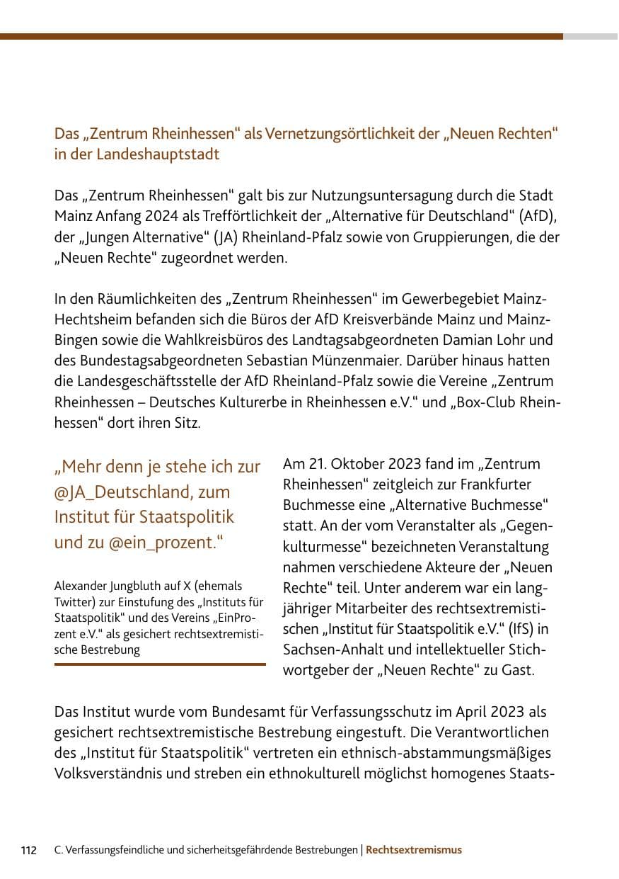 Seite 112 des Verfassungsschutzbericht 2023 Bund