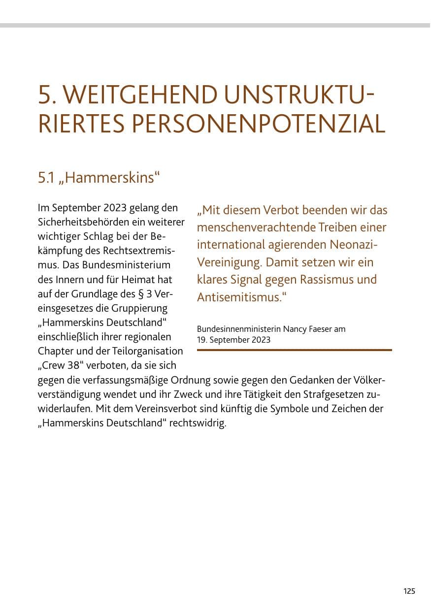 Seite 125 des Verfassungsschutzbericht 2023 Bund