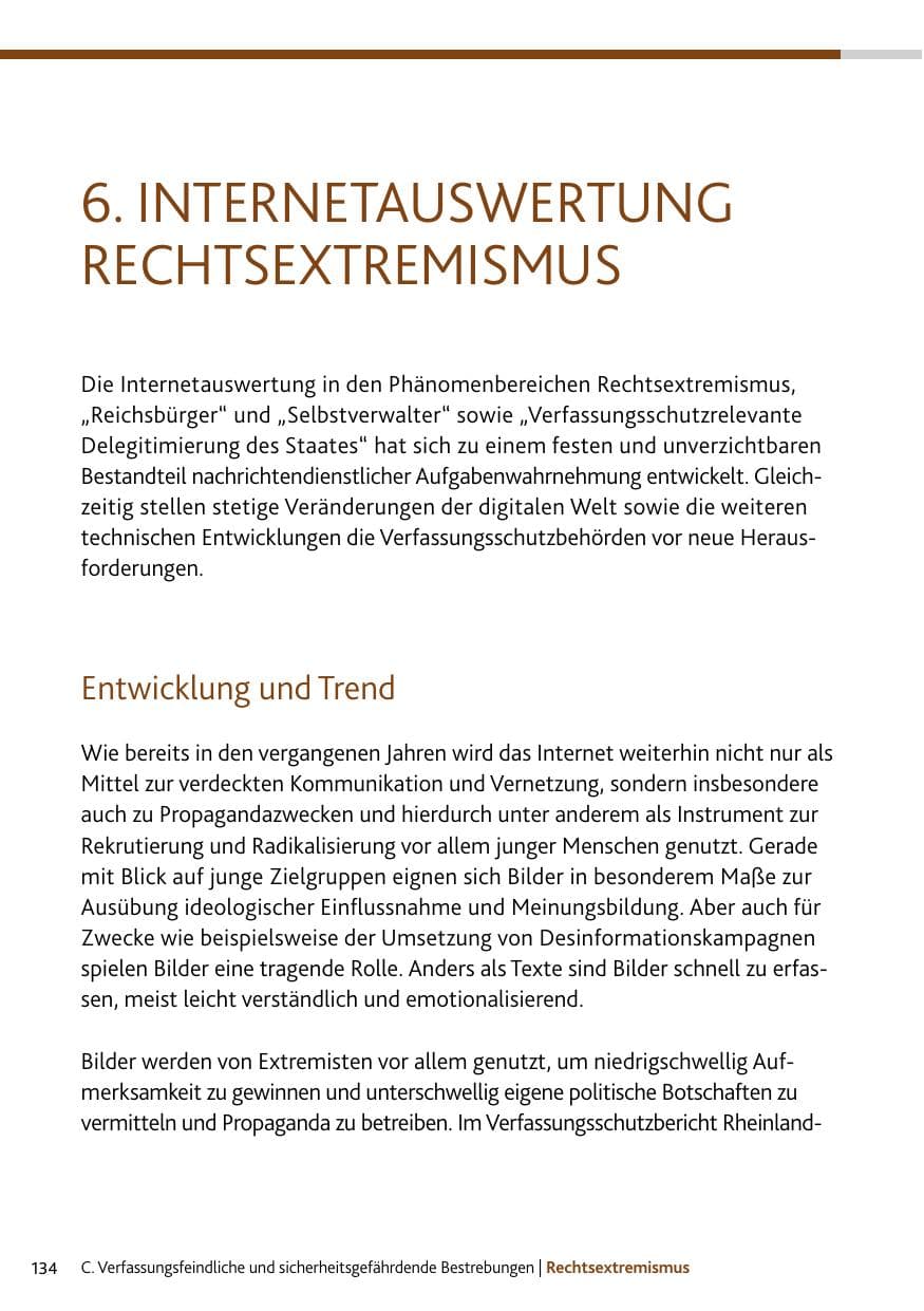 Seite 134 des Verfassungsschutzbericht 2023 Bund