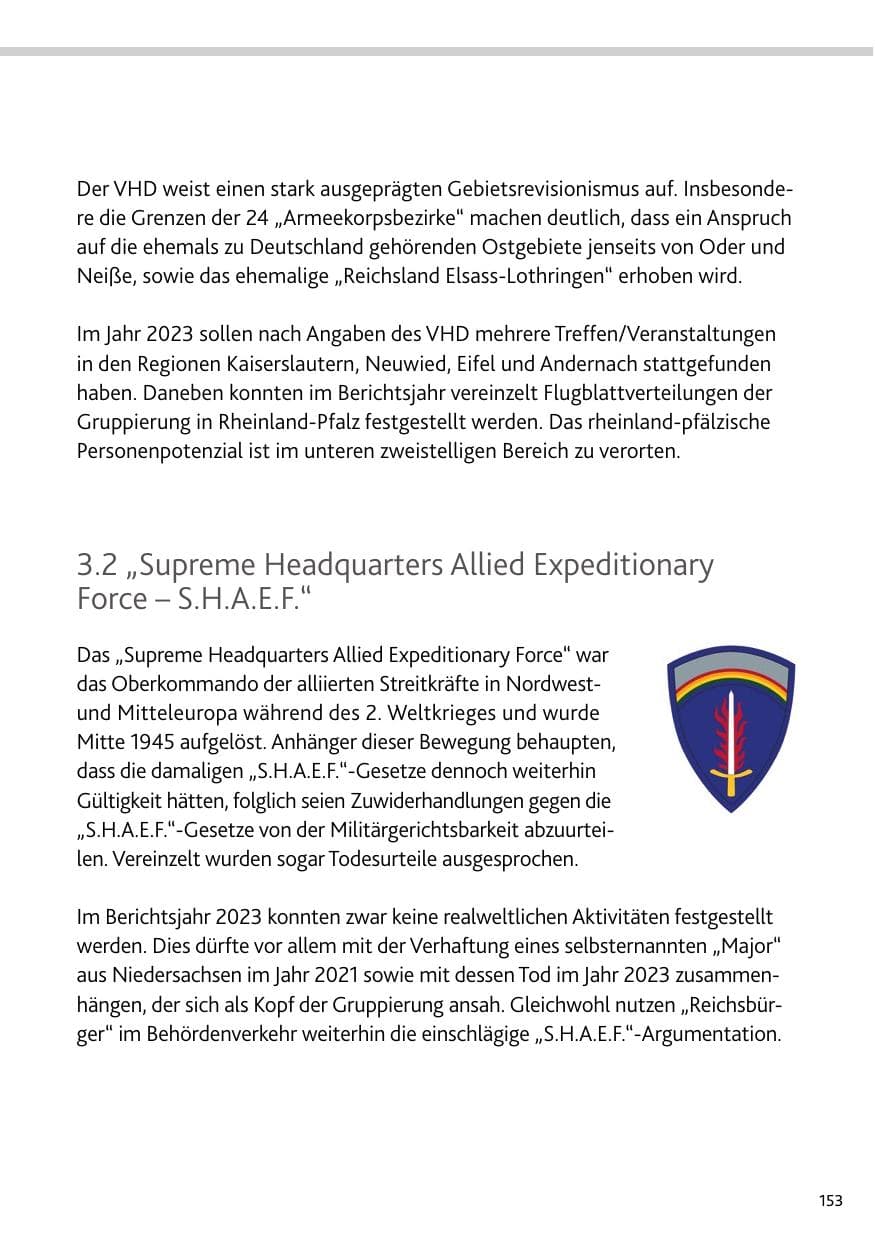 Seite 153 des Verfassungsschutzbericht 2023 Bund