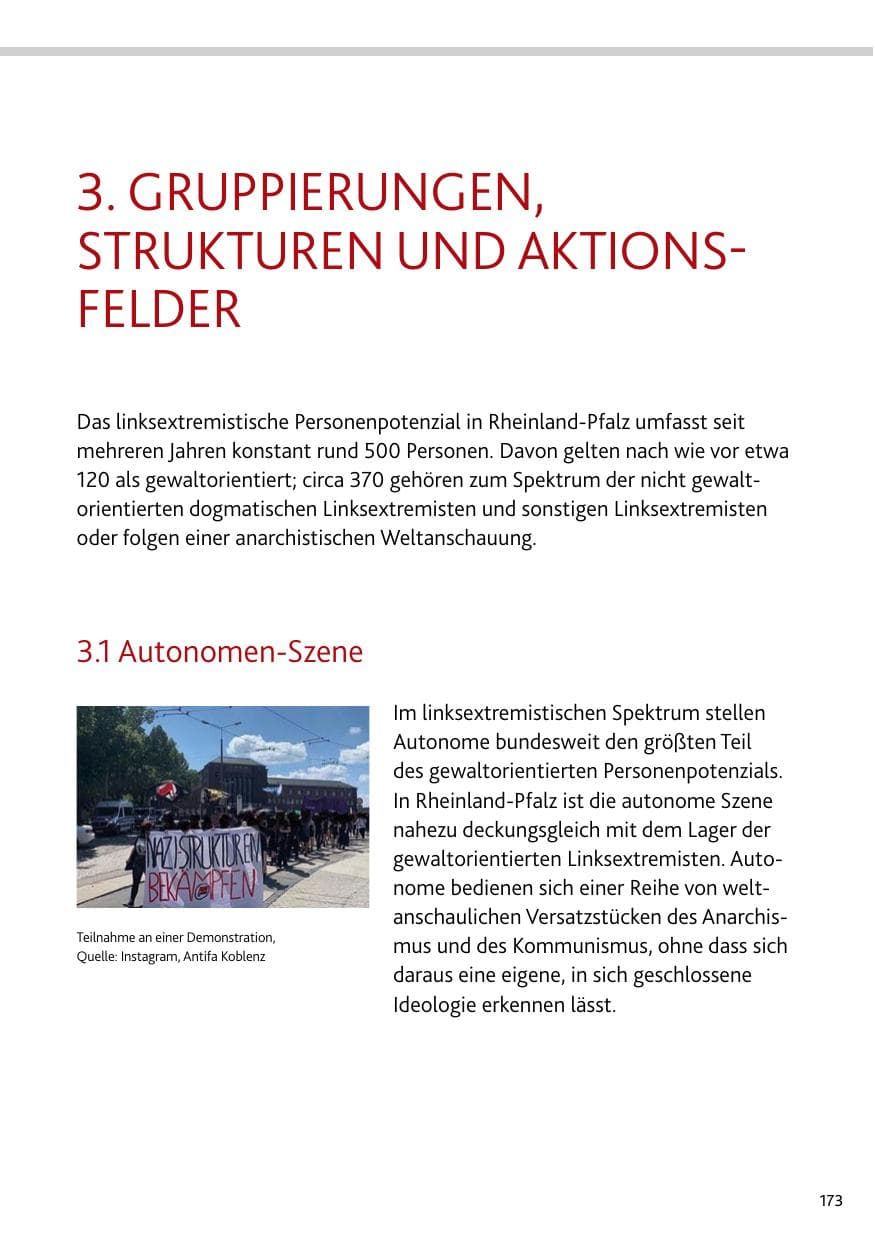 Seite 173 des Verfassungsschutzbericht 2023 Bund