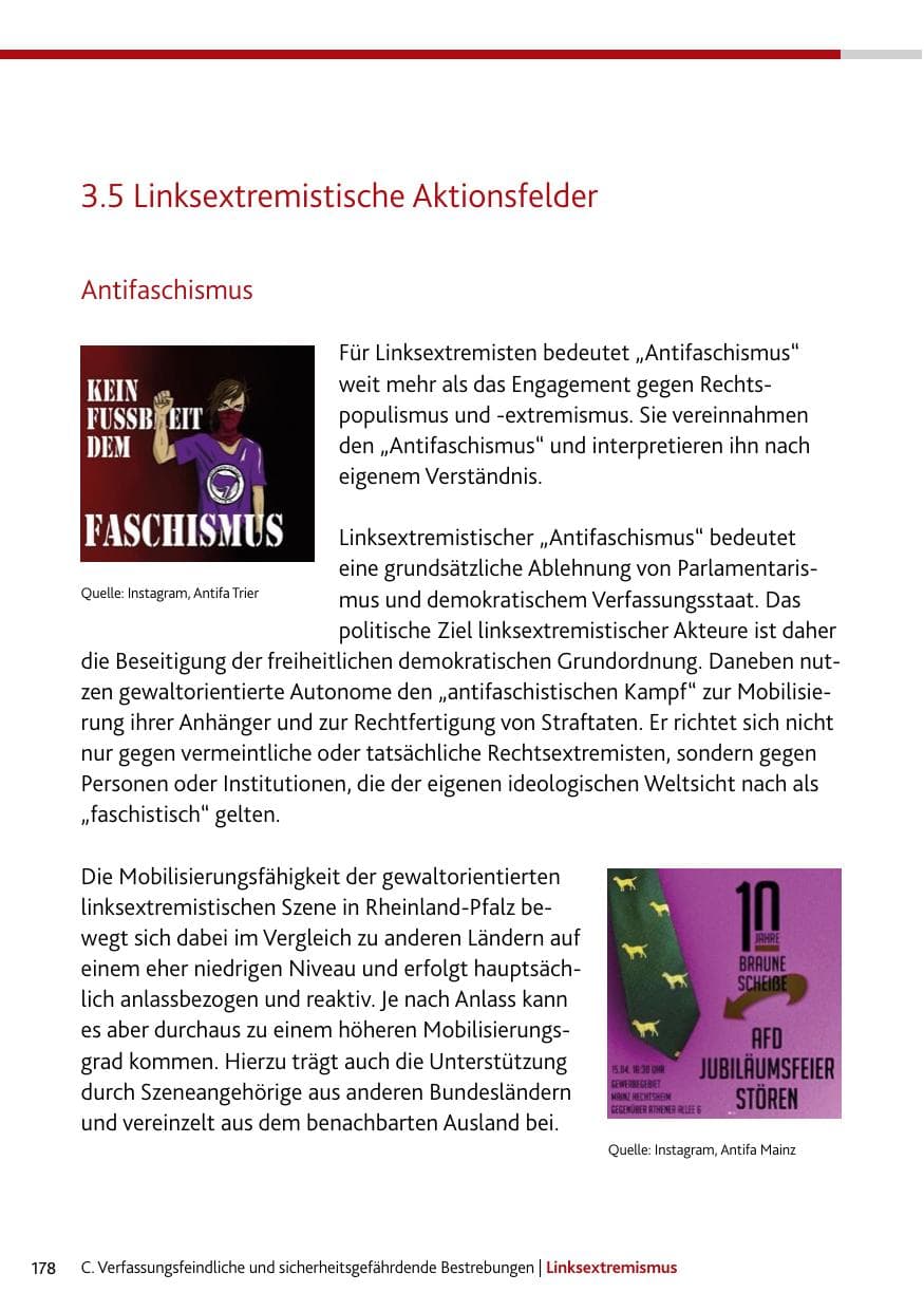 Seite 178 des Verfassungsschutzbericht 2023 Bund