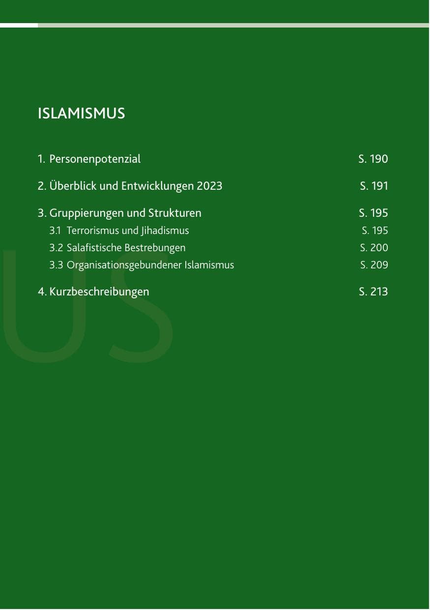 Seite 189 des Verfassungsschutzbericht 2023 Bund