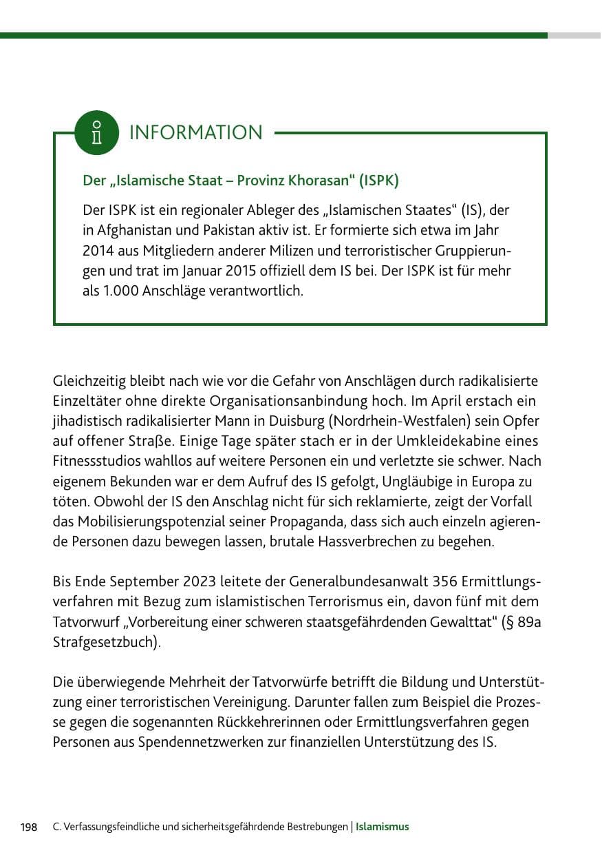 Seite 198 des Verfassungsschutzbericht 2023 Bund