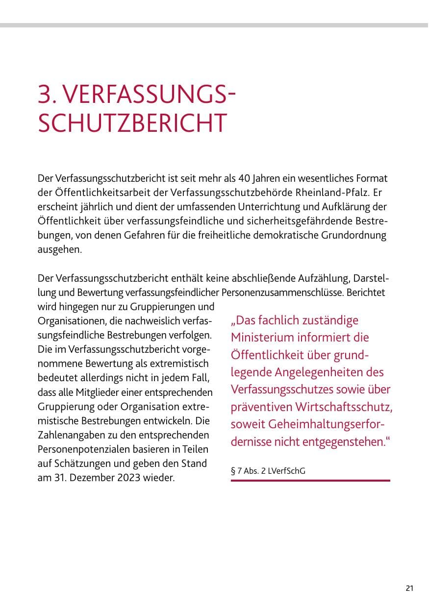 Seite 21 des Verfassungsschutzbericht 2023 Bund