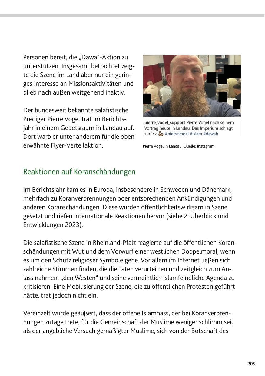 Seite 205 des Verfassungsschutzbericht 2023 Bund