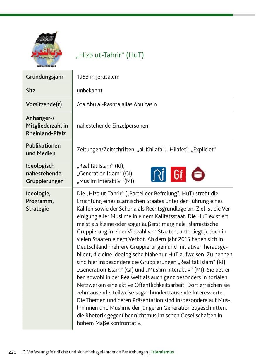 Seite 220 des Verfassungsschutzbericht 2023 Bund