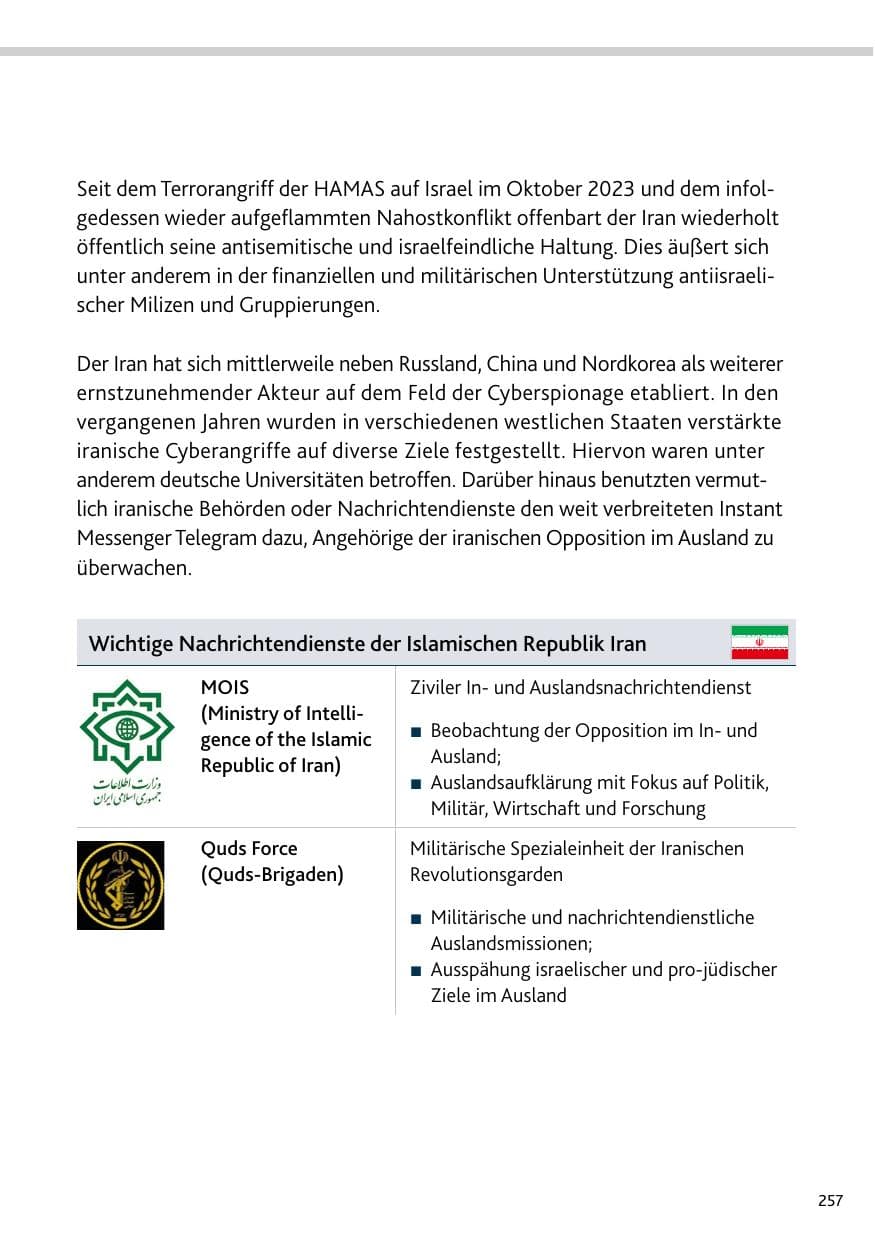 Seite 257 des Verfassungsschutzbericht 2023 Bund