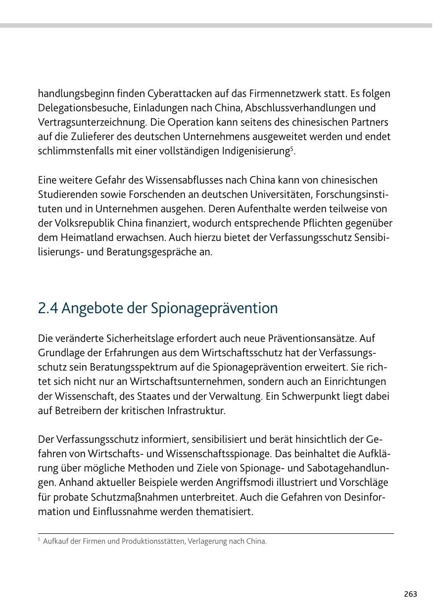 Seite 263 des Verfassungsschutzbericht 2023 Bund