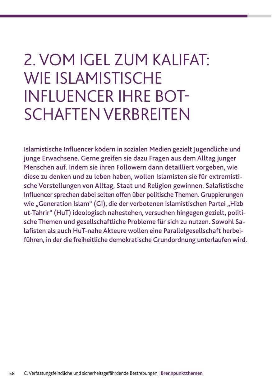 Seite 58 des Verfassungsschutzbericht 2023 Bund