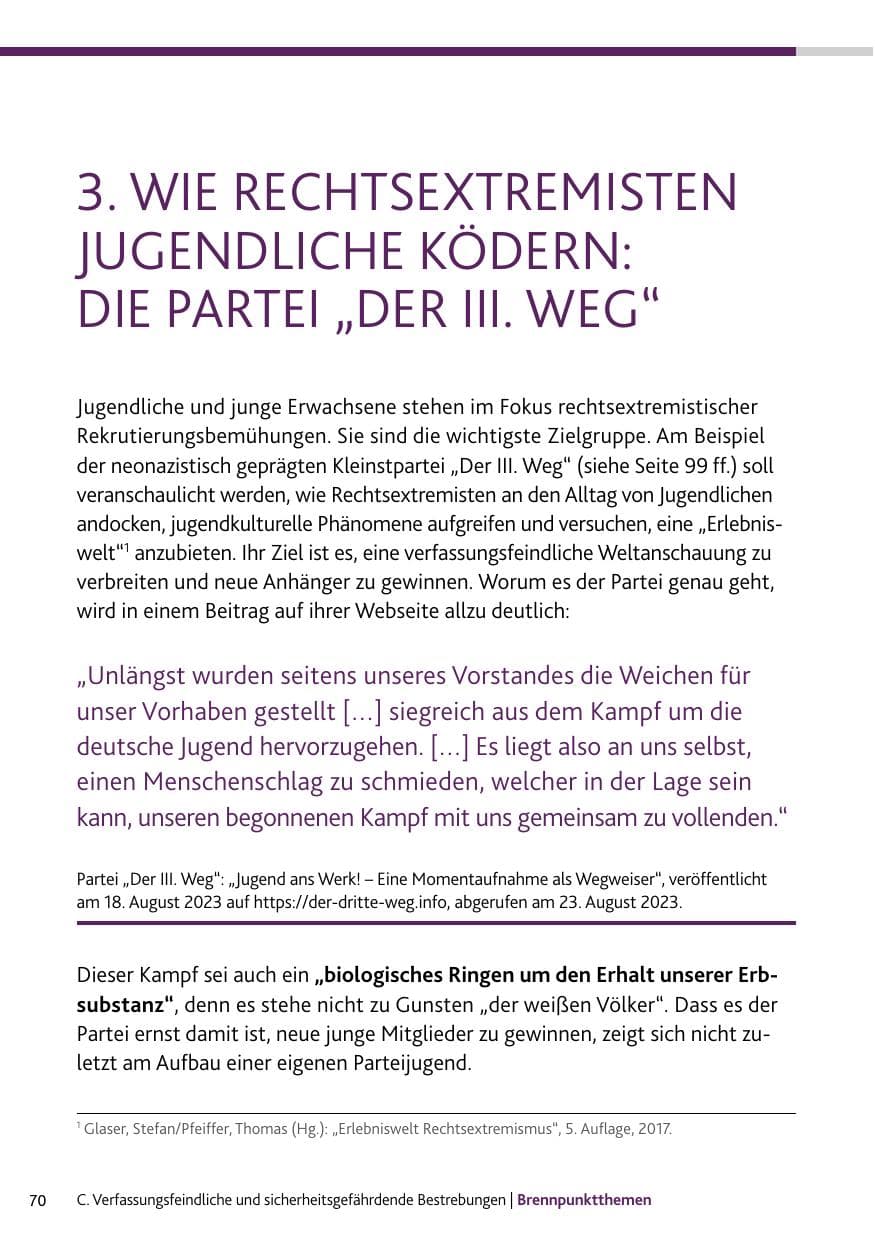 Seite 70 des Verfassungsschutzbericht 2023 Bund