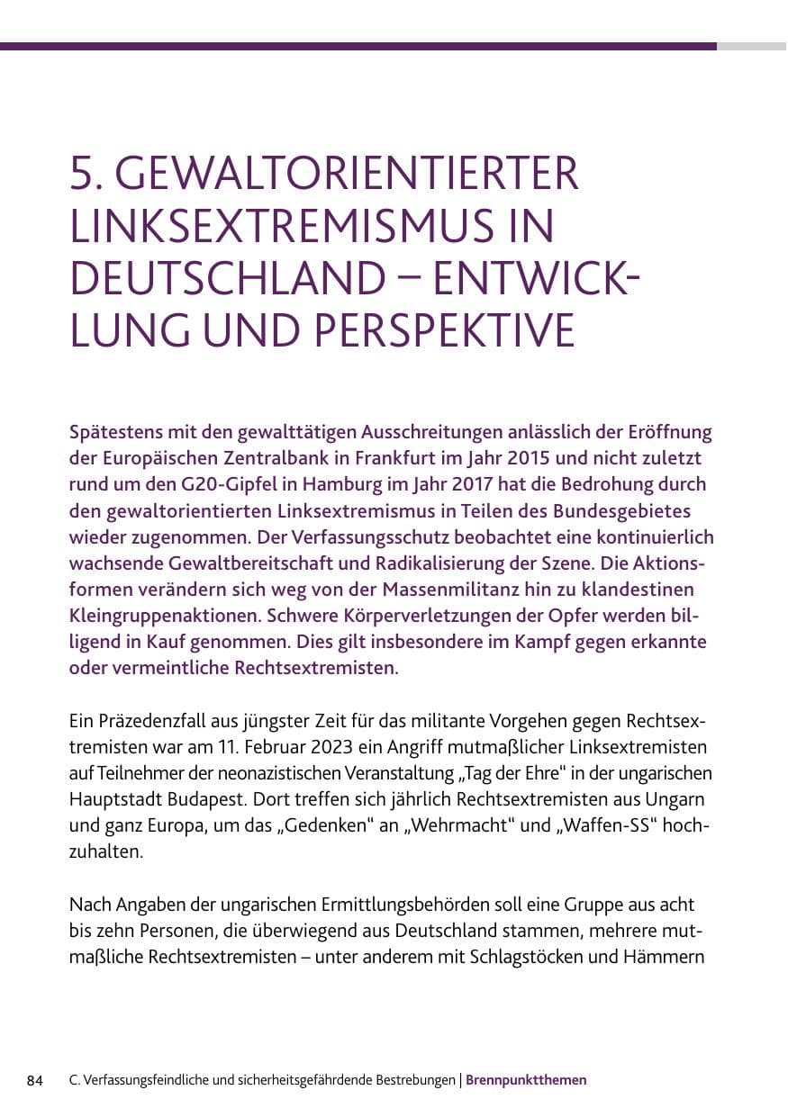 Seite 84 des Verfassungsschutzbericht 2023 Bund