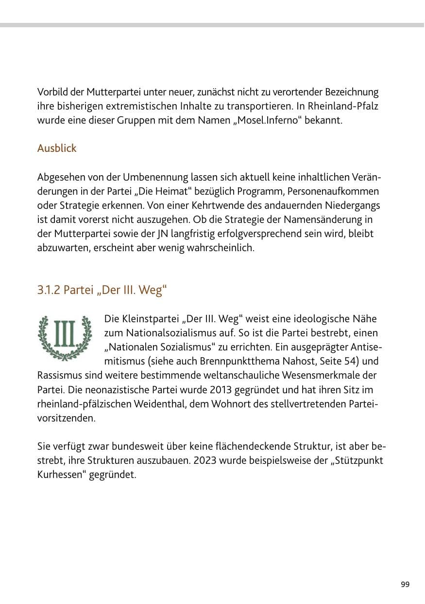 Seite 99 des Verfassungsschutzbericht 2023 Bund