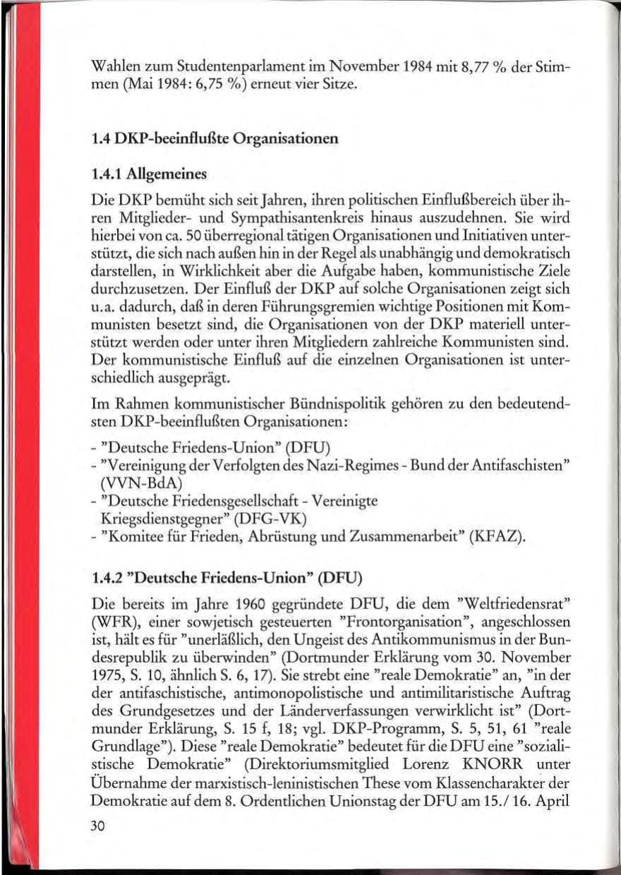 Seite 32 des Verfassungsschutzbericht 1984 Rheinland-Pfalz