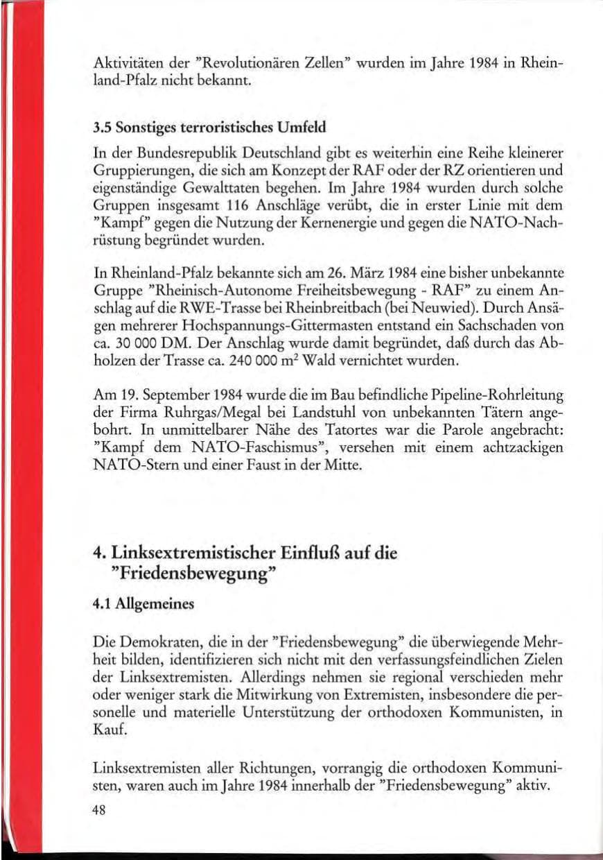 Seite 50 des Verfassungsschutzbericht 1984 Rheinland-Pfalz