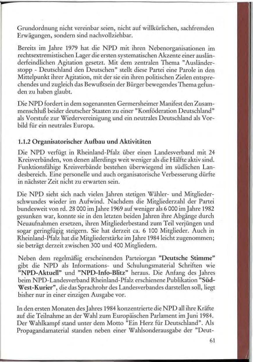 Seite 63 des Verfassungsschutzbericht 1984 Rheinland-Pfalz