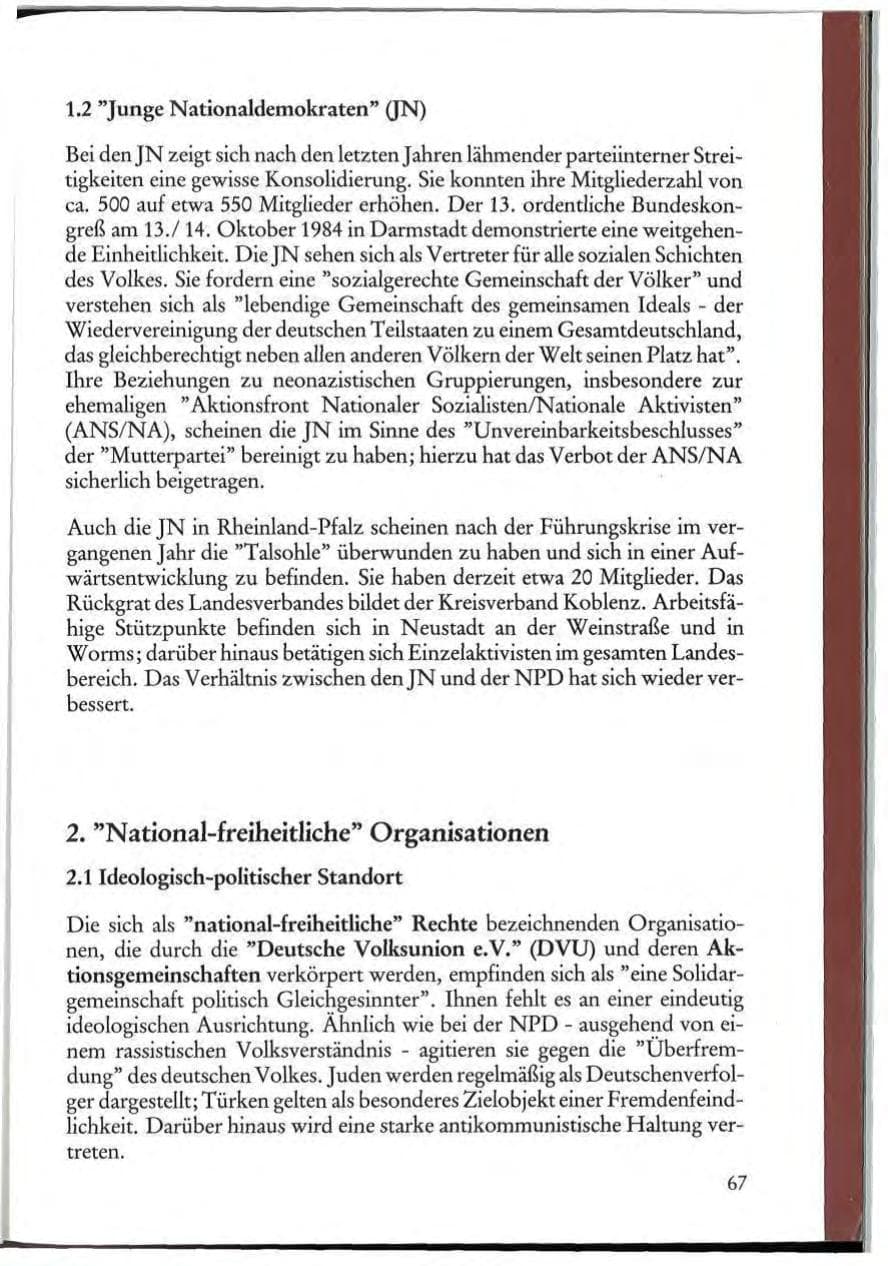 Seite 69 des Verfassungsschutzbericht 1984 Rheinland-Pfalz