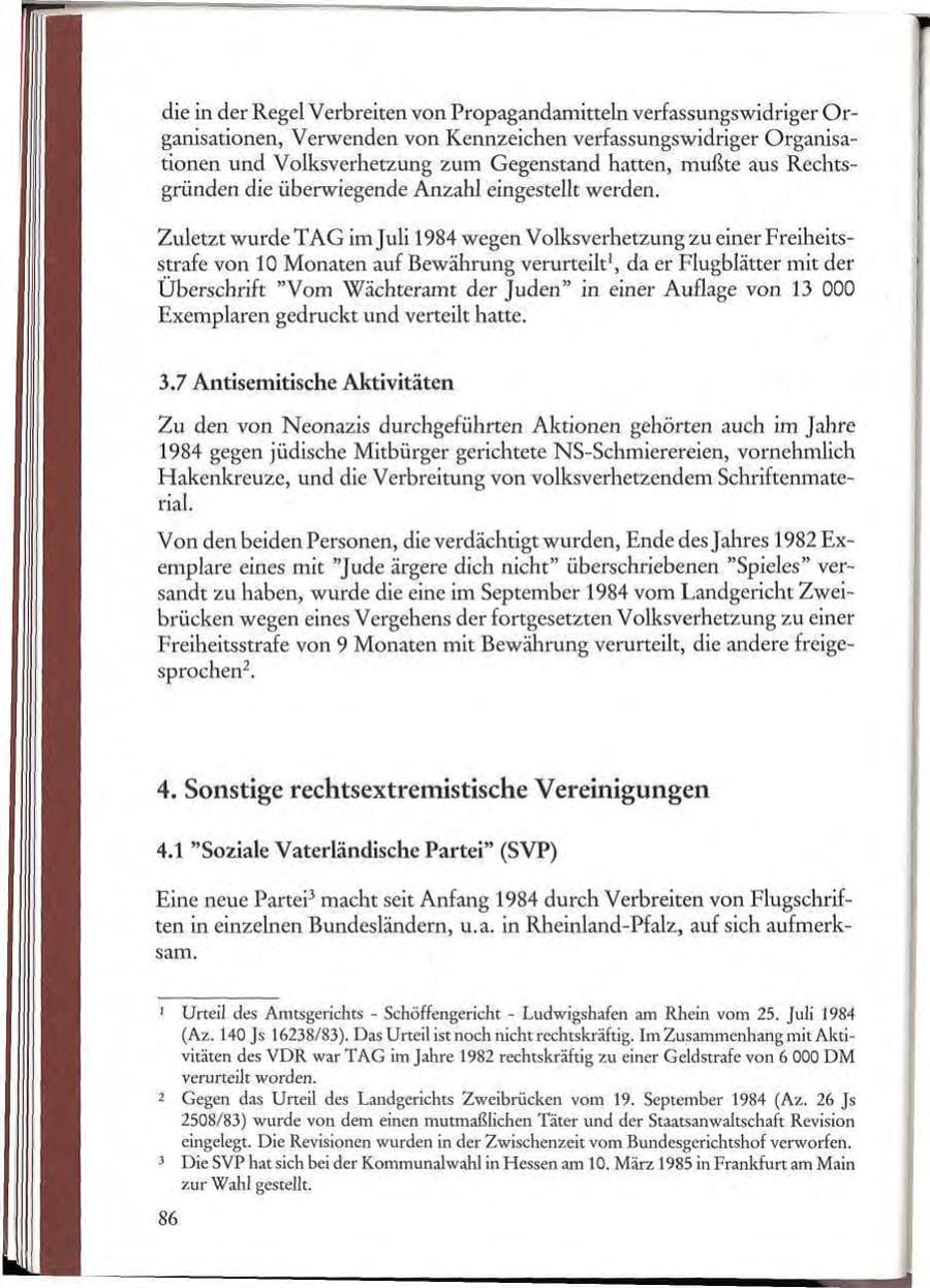 Seite 88 des Verfassungsschutzbericht 1984 Rheinland-Pfalz