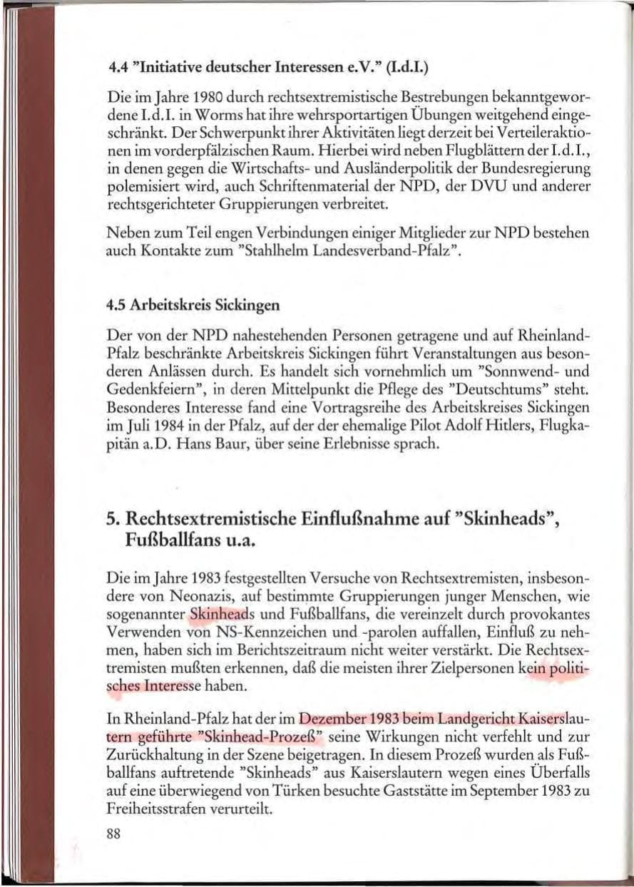 Seite 90 des Verfassungsschutzbericht 1984 Rheinland-Pfalz