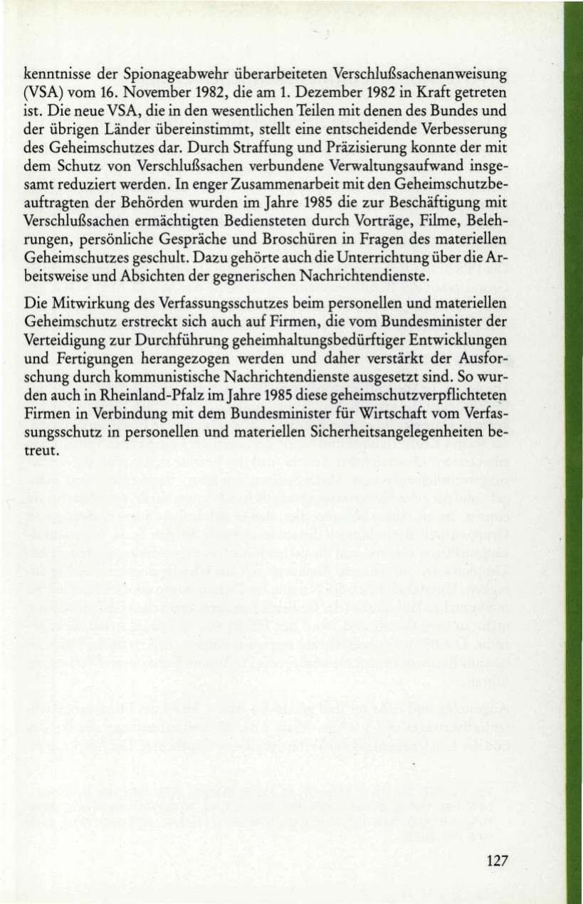 Seite 129 des Verfassungsschutzbericht 1985 Rheinland-Pfalz