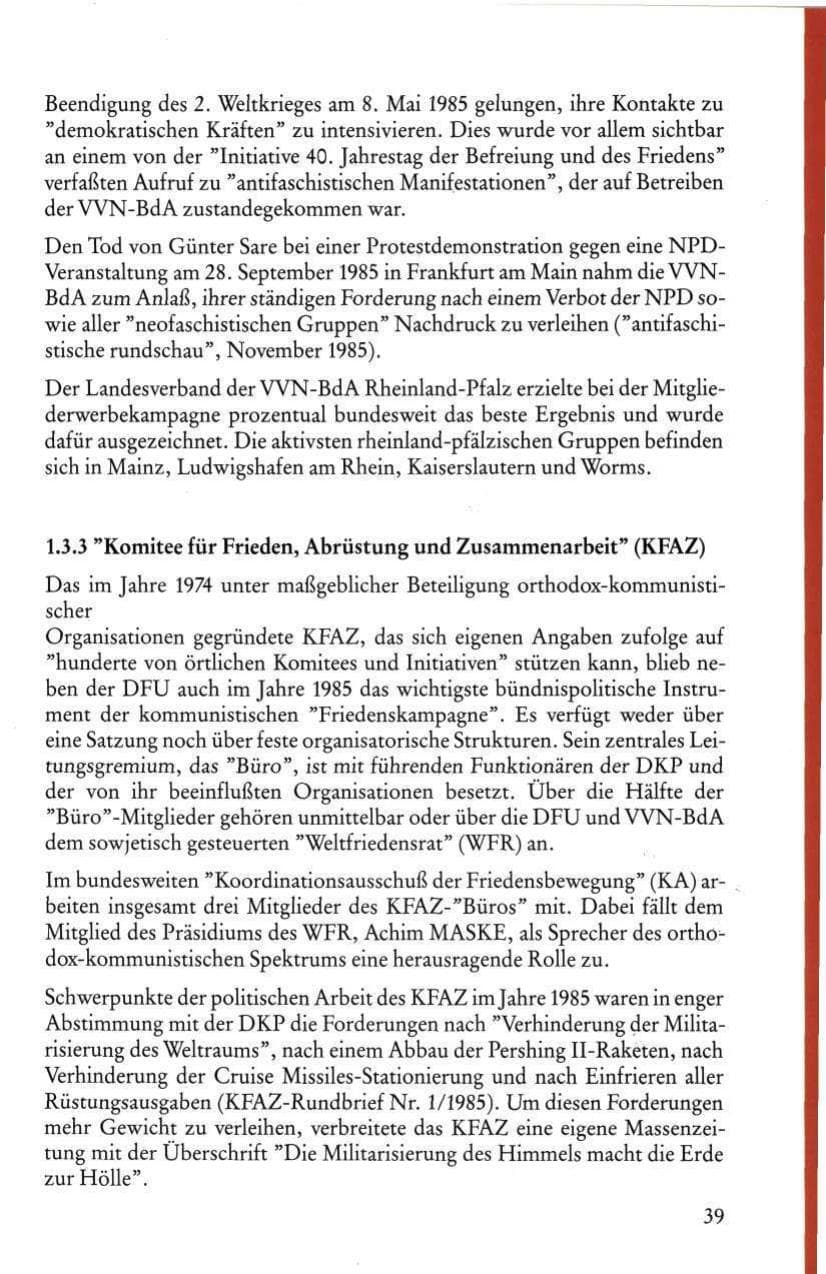 Seite 41 des Verfassungsschutzbericht 1985 Rheinland-Pfalz