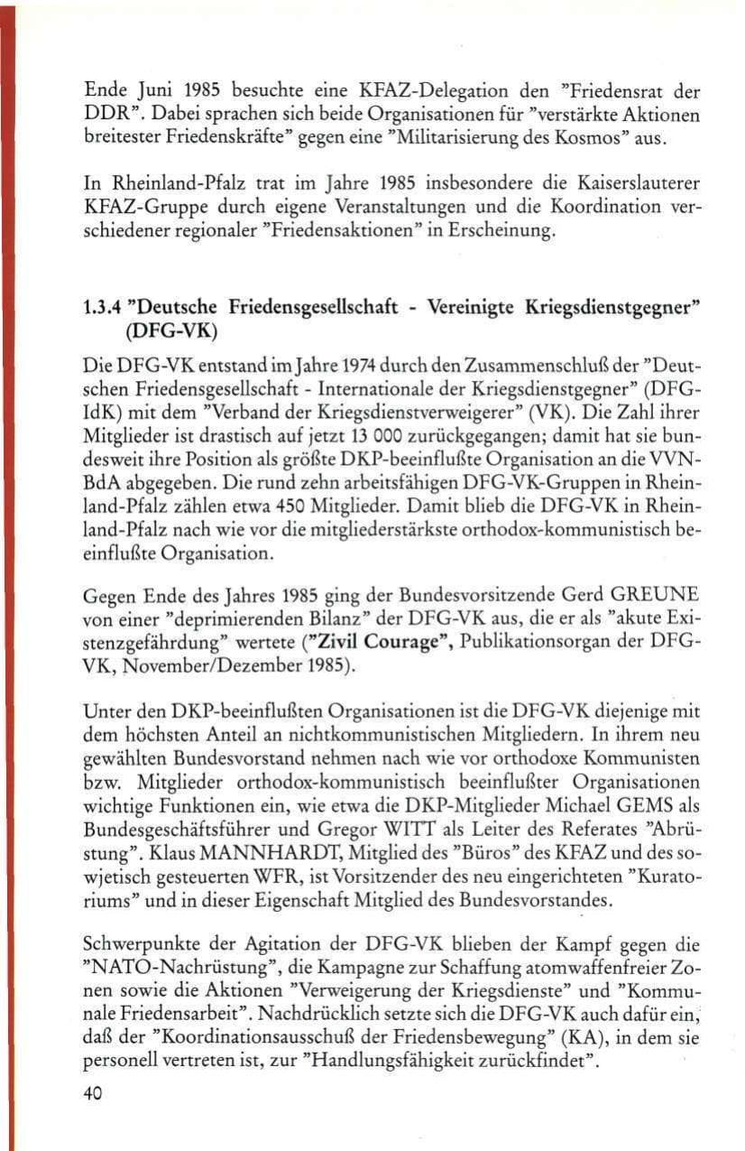 Seite 42 des Verfassungsschutzbericht 1985 Rheinland-Pfalz
