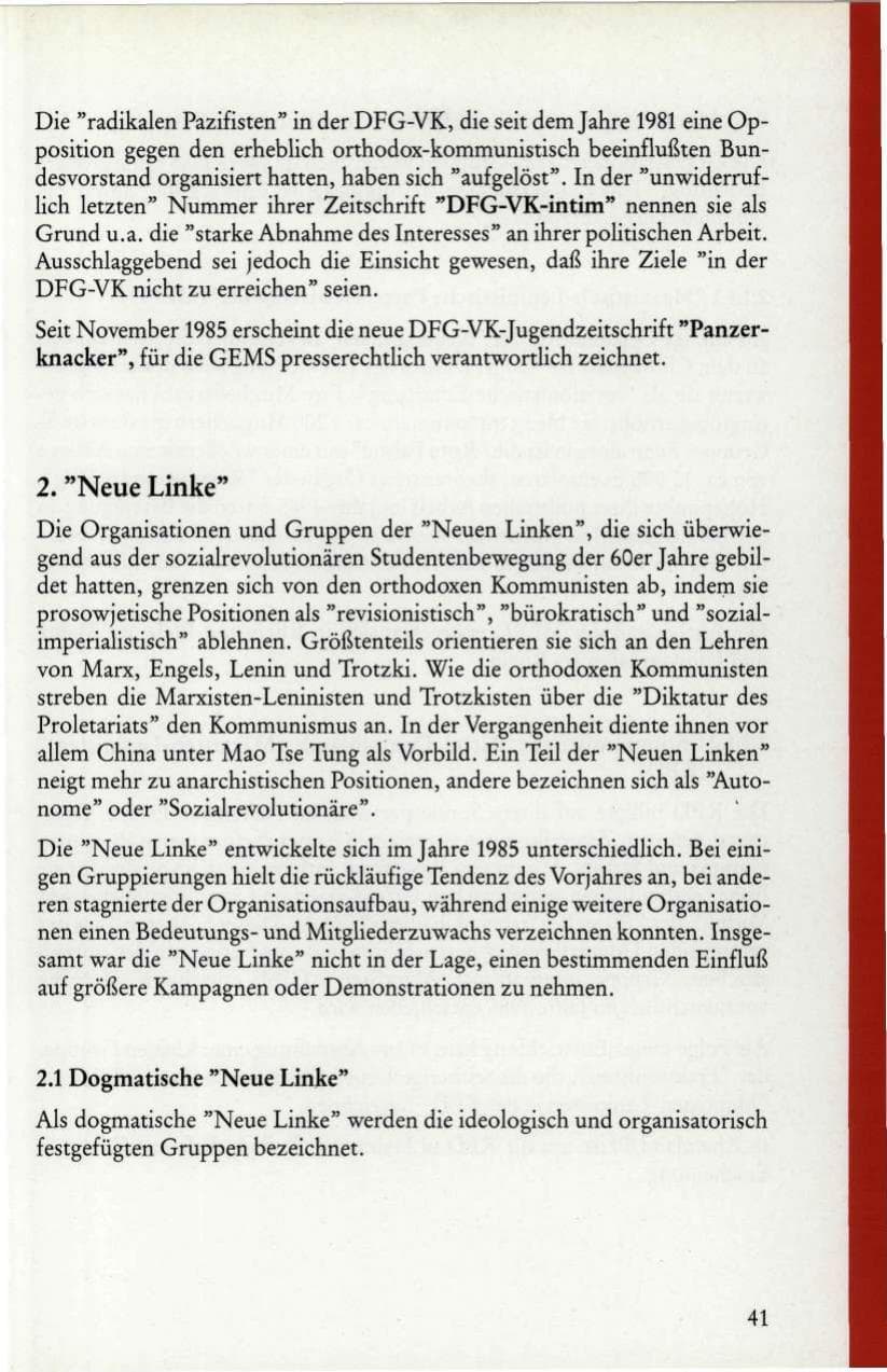 Seite 43 des Verfassungsschutzbericht 1985 Rheinland-Pfalz