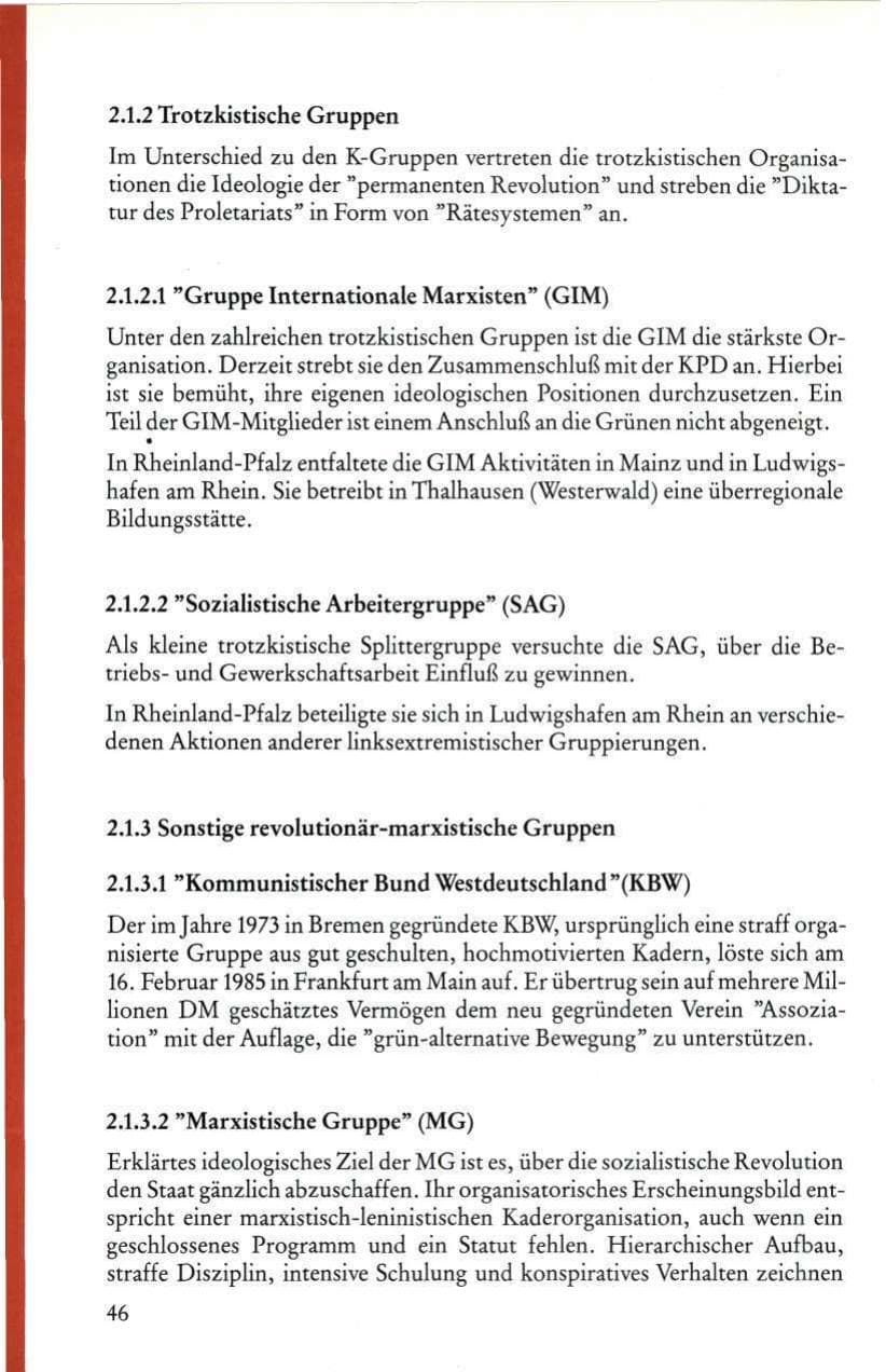 Seite 48 des Verfassungsschutzbericht 1985 Rheinland-Pfalz